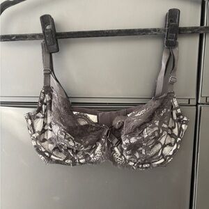 Victoria's Secret Charcoal and White Lace Bra